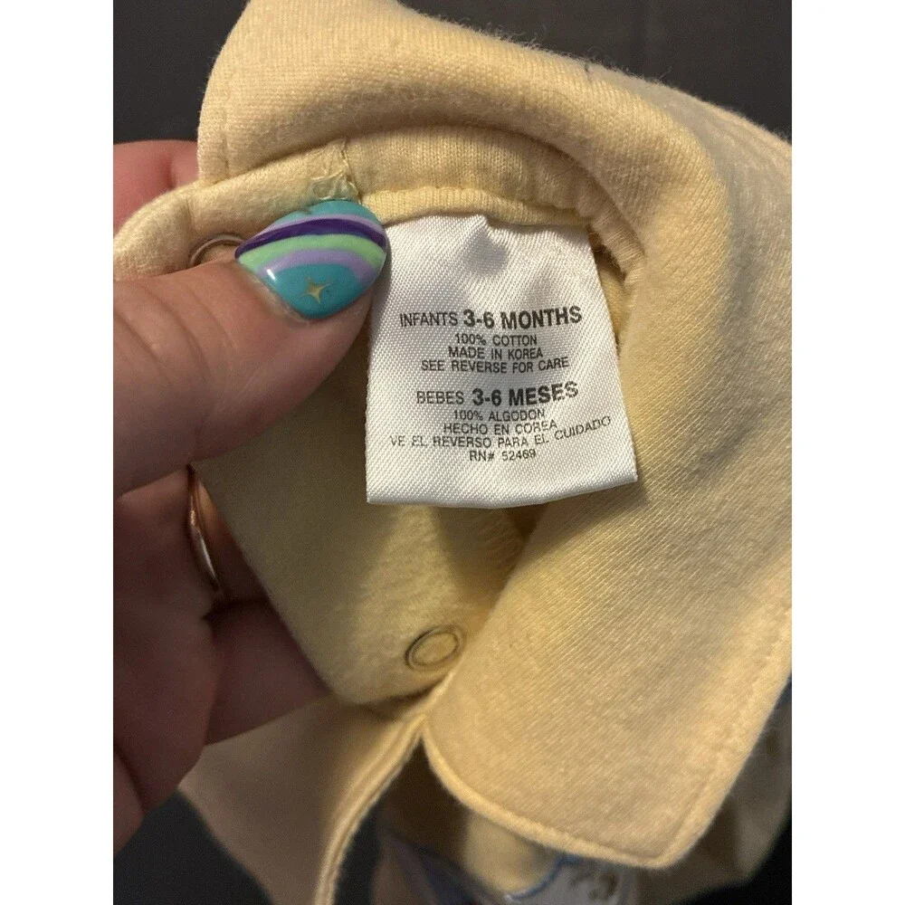 Vintage McBaby ABC Embroidered Baby Romper Yellow 3-6 Months Korea One Piece